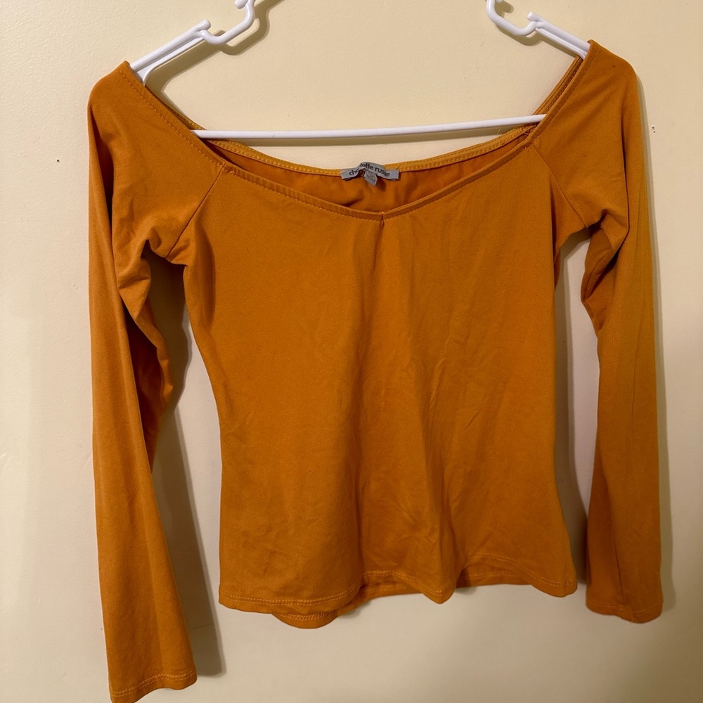 Charlotte Russe off the shoulder mustard yellow top size XS